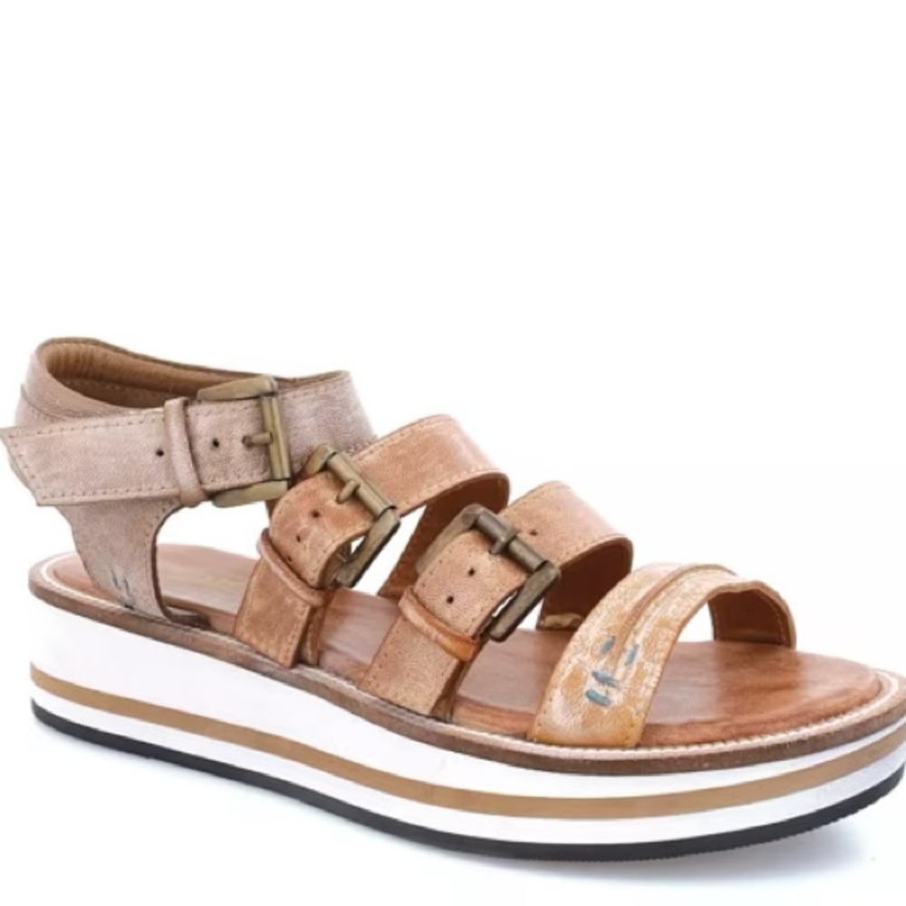 Tan and Brown Sandals with Sporty Sole and Adjustable Straps